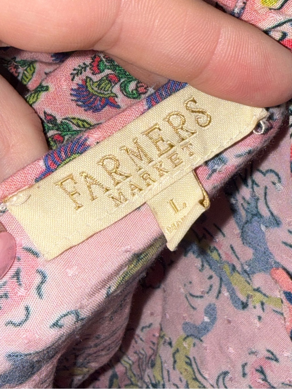 Anthropologie Farmers Market Pink Floral Off Shoulder Maxi Dress Large Boho - Picture 6 of 7